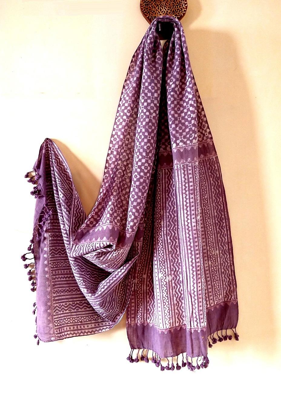 Lilac Kala Cotton Natural Dyes Batik Stole